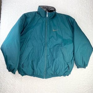 Vtg Nike Puffer Jacket Men’s XXL Reversible Jacket Embroidery Big Swoosh Green